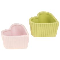 Artikel Keramiske dekorative hjerter pastelgrøn pink 11×10×6cm 4 stk