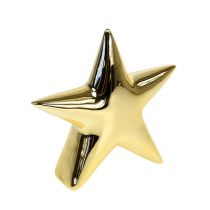 Keramisk stjerne guld 18 cm stående 2 stk
