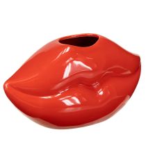 Artikel Keramikvase med rød kyssemund, dekorativ vase 17×8,5×9 cm