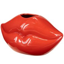 Artikel Keramikvase med rød kyssemund, dekorativ vase 17×8,5×9 cm