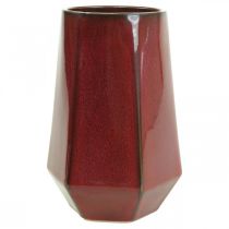 Keramikvase Blomstervase Rød Sekskantet Ø14,5cm H21,5cm