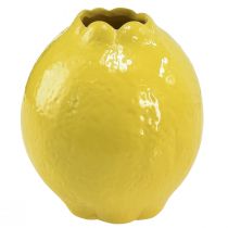 Keramik vase gul citron dekoration middelhavs Ø12cm H14,5cm