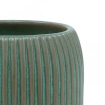 Keramikvase med riller Keramikvase lysegrøn Ø13cm H20cm