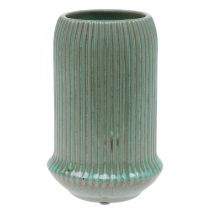 Keramikvase med riller Keramikvase lysegrøn Ø13cm H20cm