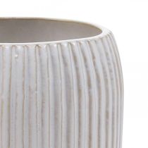 Keramikvase med riller Hvid keramikvase Ø13cm H20cm