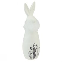 Artikel Keramisk kanin hvide kaniner dekorative fjer blomster Ø6cm H20,5cm