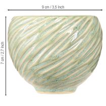 Artikel Keramiske skåle i grønt spiraldesign Ø9cm H7cm 4stk