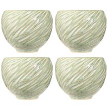 Artikel Keramiske skåle i grønt spiraldesign Ø9cm H7cm 4stk