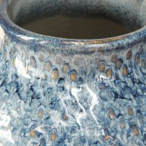 Artikel Keramisk vase glaseret blåt og hvidt flettet look H18,5cm