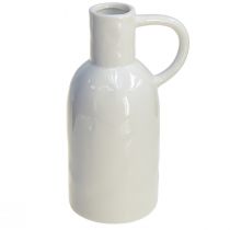 Artikel Keramikvase hvid til tør dekorationsvase med hank Ø9cm H21cm