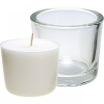 Stearinlys i glas Lyskrukke vokslys hvid Ø9cm H8cm