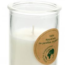 Lys i et glas sojavoks sojalys med kork hvid Ø5,5cm H8,5cm