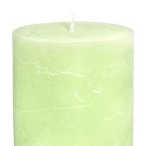 Artikel Stearinlys ensfarvede limegrønne søjlelys 85×120mm 2 stk