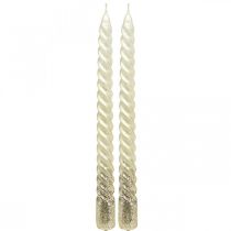Koniske lys snoede lys spirallys creme 24cm 2stk