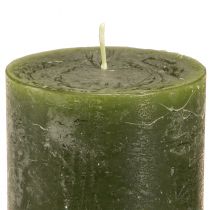 Artikel Grønne bloklys, 3 skærme, ensfarvet, rustikt, 70x100 mm, sæt med 12, til dekoration og advent