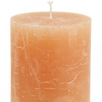 Artikel Ensfarvede lys Orange Fersken søjlelys 70×80mm 4 stk