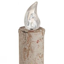 Artikel Lysestage antik med LED stearinlys metal varmt lys H22cm