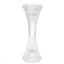 Artikel Lysestage glas klar pind lysestage riller H20cm 2 stk