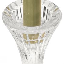 Artikel Lysestage i glas, klar, pind, lysestage, riller, H20cm, 2 stk.