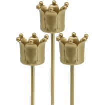 Artikel Lysestage krone gylden, pind lysestage metal 4 stk