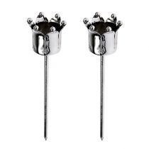 Lysestage krone sølv Ø3cm H12,5cm 4 stk