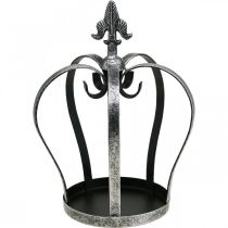 Deco krone antik sølv look metal Ø18cm H26cm