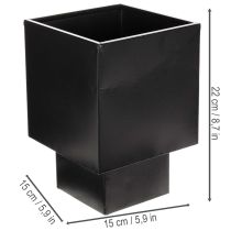 Artikel Sort kubeformet plantekasse med base, moderne, 22 cm