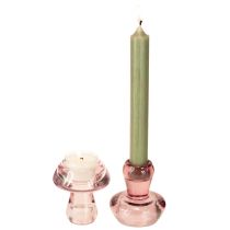 Artikel Lysestage med svampemotiv, fyrfadsstage, glas, bær, Ø6,5 cm, H7 cm, 2 stk.