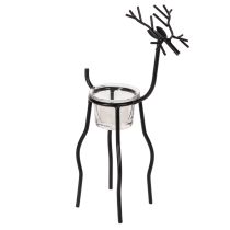 Artikel Rensdyrslysholder med fyrfadslys i glas, 28 cm