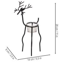 Artikel Rensdyrslysholder med fyrfadslys i glas, 28 cm