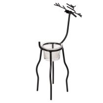 Artikel Rensdyrslysholder med fyrfadslys i glas, 28 cm