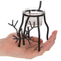Artikel Rensdyrslysholder med fyrfadslys i glas, 15 cm