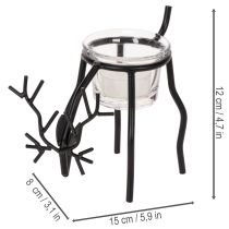 Artikel Rensdyrslysholder med fyrfadslys i glas, 15 cm