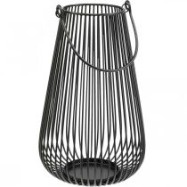Lysestage sort dekorativ lanterne med hank Ø22cm H34cm