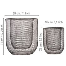 Artikel Sort metalkurvlysholder, Ø28,5/18 cm, sæt med 2