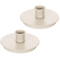 Artikel Runde cremefarvede lysestager til keglelys, borddekoration, 10 cm, 2 stk.
