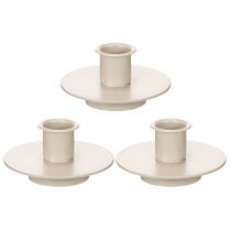 Artikel Metallysholder i mat beige, lille lysestage til keglelys, 8 cm, 3 stk.