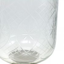 Lanterneglas med base antik look sølv Ø17cm H31,5cm