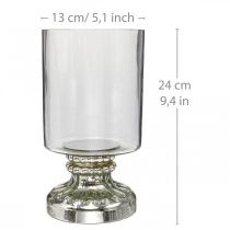 Lanterne glas lys glas antik look sølv Ø13cm H24cm