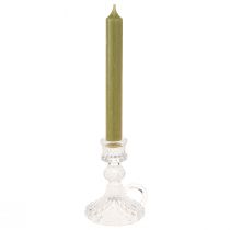 Artikel Lysestage med hank til koniske lys glas 10,5 cm klar 4 stk.