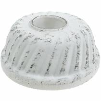 Artikel Lysestage Bundt kageform Shabby Chic hvid Ø7,2 cm H3 cm 2 stk.