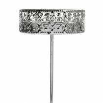 Artikel Blomsterlysestager til indstikning af sølv Ø7,4cm H12,5cm antik look 4 stk.