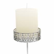Artikel Blomsterlysestager til indstikning af sølv Ø7,4cm H12,5cm antik look 4 stk.