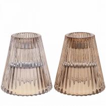 Lysestage glas Stang lysestage glas Ø5,5cm H6,5cm 2stk