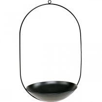Dekorativ skål til at hænge sort metalring Scandi dekoration 28 × 54cm