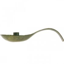 Artikel Lysestage metal antik look ske med patina 25x11x5cm
