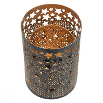 Artikel Lysestage metalstjerner sort/guld H10/15cm sæt med 2 stk