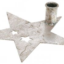 Artikel Metal dekoration stjerne, tilspidset lysestage til jul sølv, antik look 20cm × 19,5cm