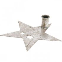 Artikel Metal dekoration stjerne, tilspidset lysestage til jul sølv, antik look 20cm × 19,5cm