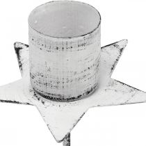 Artikel Stjernelysholder til opsætning i metal, hvid shabby chic, 6 cm, 4 stk.